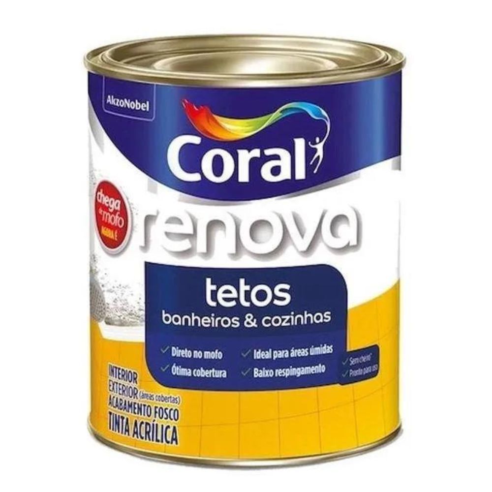 Tinta Acr&iacute;lica Fosco Renova Tetos Branco 900ml Coral
